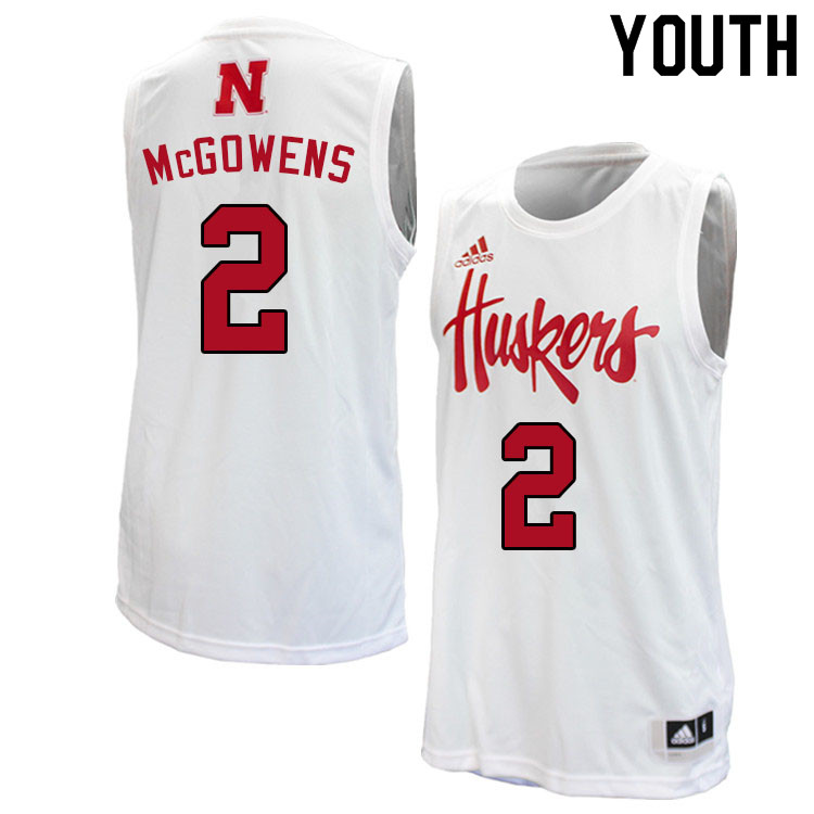 Youth #2 Trey McGowens Nebraska Cornhuskers College Basketball Jerseys Sale-White - Click Image to Close